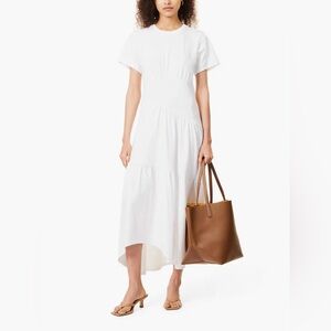 Frame Gathered Seam Short-Sleeves Organic Cotton-Jersey Midi Dress NWOT